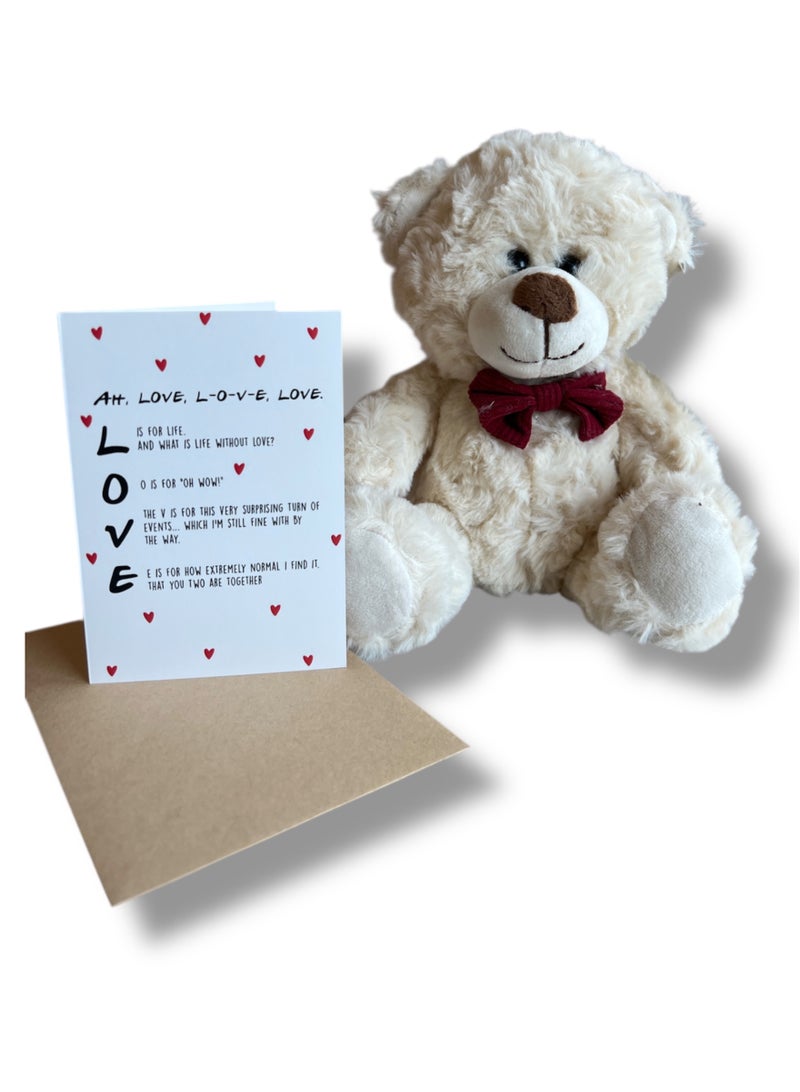 Plush Teddy Bear Gift Set, Valentine's Day Romantic Gift Idea for Anniversary him her Women Men with Card Envelope, I Love You, Lovely Surprise Present - Image 1